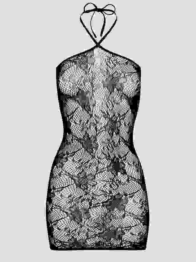 Lovehoney Plus Size Treasure Chest Black Lace Mini Dress, Black, hi-res